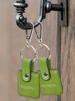 Sassora - Green Solid Leather Keychain (Pack of 2)