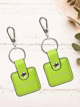 Sassora - Green Solid Leather Keychain (Pack of 2)