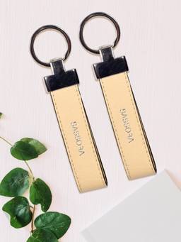 Sassora - Beige Solid Leather Keychain