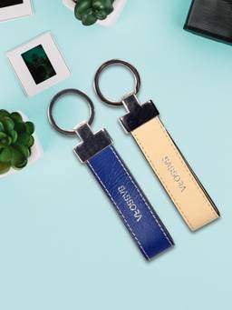 Sassora - Multi-Color Solid Leather Keychain (Pack of 2)