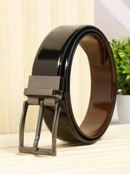 Teakwood - Men's Genuine Leather Black Reversible Belt
