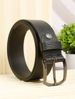 Teakwood - Men's Casual Genuine Leather Black Reversible Belt