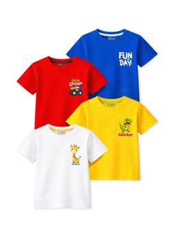 Trampoline - Boys Multi-ColorCotton Printed Half Sleeve T-shirts Pack of 4