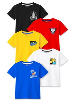Trampoline - Boys Multi-ColorGraphic Printed T-shirt Pack of 5