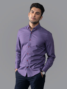 Andamen - Regular Fit Burgundy Checked Semi Formal Shirt