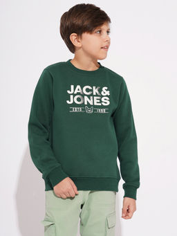 Jack & Jones Junior - Boys Solid Dark Green Sweatshirt