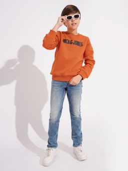 Jack & Jones Junior - Boys Typographic Orange Sweatshirt