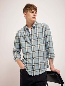 The Bear House - Cotton Checked Slim Fit Casual Shirt