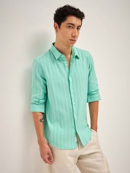 The Bear House - Cotton Striped Slim Fit Casual Shirt