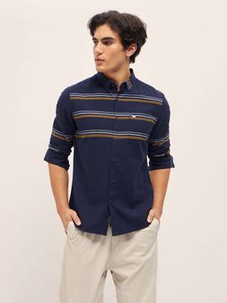 The Bear House - Cotton Striped Slim Fit Casual Shirt