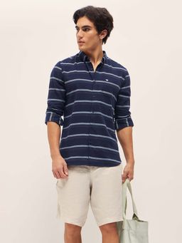 The Bear House - Cotton Striped Slim Fit Casual Shirt