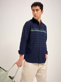 The Bear House - Cotton Striped Slim Fit Casual Shirt
