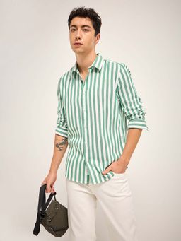The Bear House - Striped Slim Fit Spread Collar Shirt