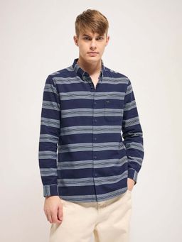 The Bear House - Cotton Striped Slim Fit Casual Shirt