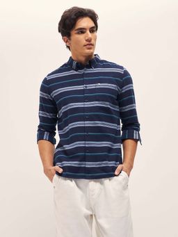 The Bear House - Cotton Striped Slim Fit Casual Shirt