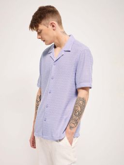 The Bear House - Self Design Regular Fit Camp Collar Shirt