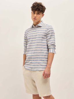 The Bear House - Men Striped Slim Fit Casual Shirt