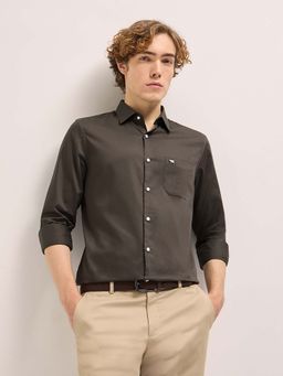 The Bear House - Mens Brown Solid Tailored Fit Formal Shirt