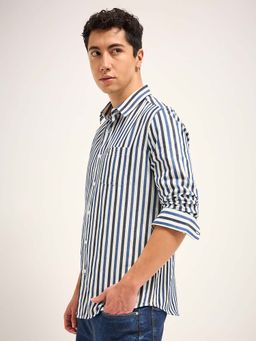 The Bear House - Cotton Striped Slim Fit Casual Shirt