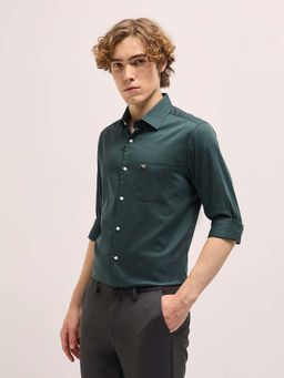 The Bear House - Mens Teal Solid Tailored Fit Formal Shirt