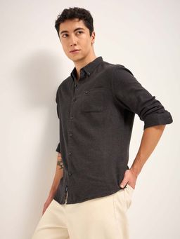 The Bear House - Cotton Solid Slim Fit Casual Shirt