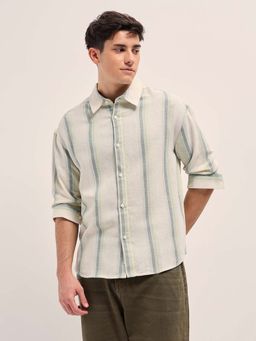 The Bear House - Mens Striped Relaxed Fit Casual Shirt