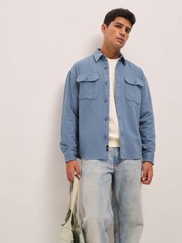 The Bear House - Mens Cotton Solid Relaxed Fit Shirt
