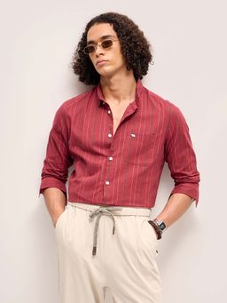 The Bear House - Mens Slim Fit Cotton Striped Casual Shirt