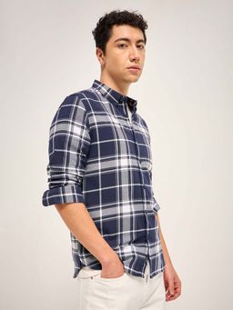 The Bear House - Cotton Checked Slim Fit Casual Shirt