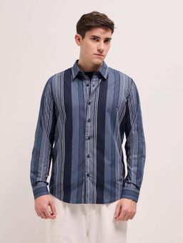The Bear House - Mens Cotton Striped Slim Fit Shirt