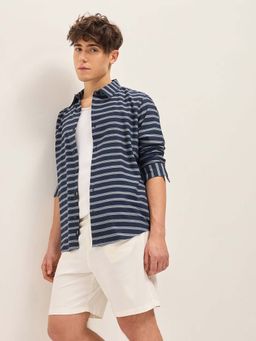 The Bear House - Men Striped Slim Fit Casual Shirt