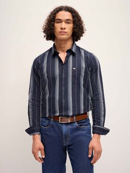 The Bear House - Mens Slim Fit Cotton Striped Casual Shirt