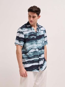 The Bear House - Mens Abstract Print Regular Fit Shirt