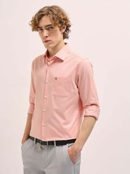 The Bear House - Mens Pink Solid Tailored Fit Formal Shirt