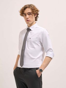 The Bear House - Mens White Solid Tailored Fit Formal Shirt