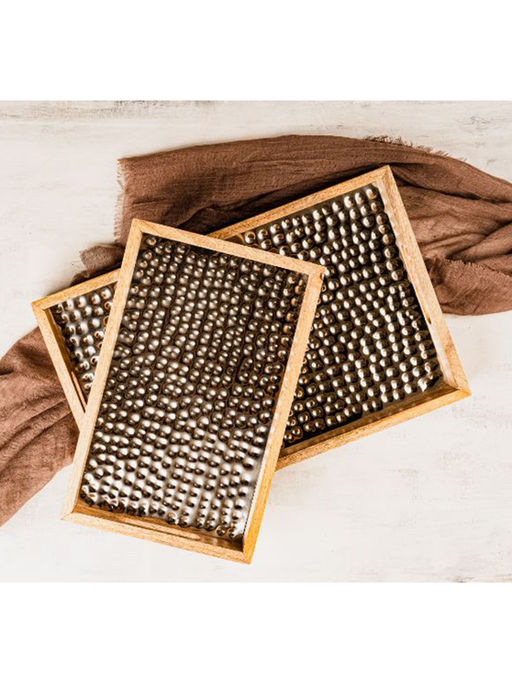 The Pitara Project Tray Wooden Hammer Nickel (Set of 2)