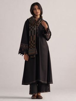 Ganga Fashions - Black Pashmina Kurta with Palazzo & Dupatta