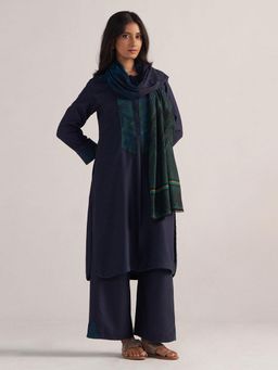 Ganga Fashions - Carbon Blue Pashmina Kurta with Salwar & Dupatta