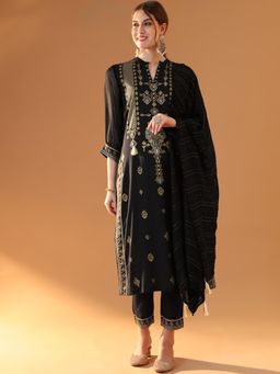 TULSATTVA - Black Embroidered Kurta with Pant & Dupatta