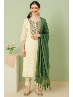 TULSATTVA - Schiffle Embroidered Kurta with Pant & Dupatta