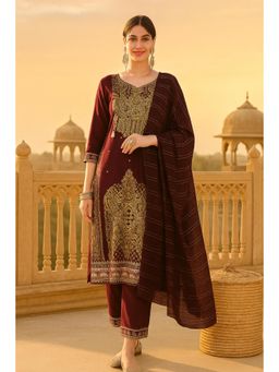 TULSATTVA - Maroon Kurta with Pant & Dupatta