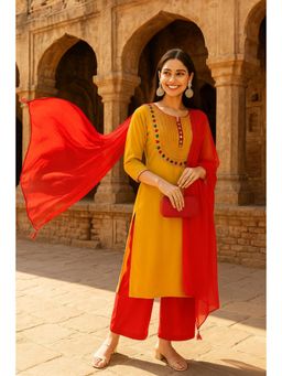 TULSATTVA - Embroidered Kurta with Palazzo & Dupatta