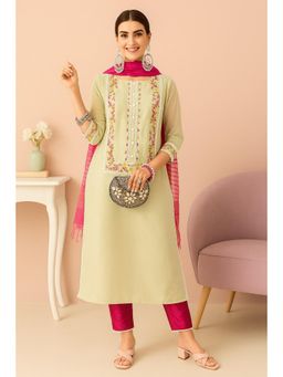 TULSATTVA - Green Floral Kurta with Pant & Dupatta