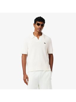 Lacoste - Classic Fit Boucle Knit Polo T-Shirt - White