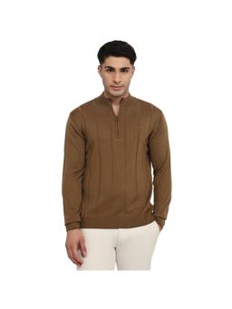 Raymond - Regular Fit Solid Dark Fawn Sweater