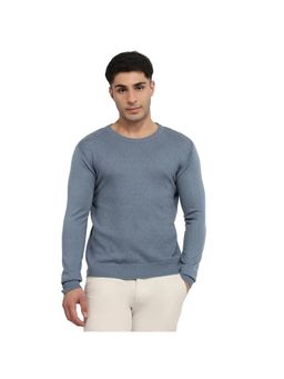 Raymond - Regular Fit Solid Medium Blue Sweater