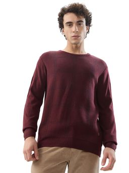 Raymond - Regular Fit Checkered Dark Maroon Sweater