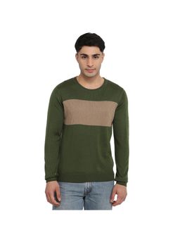 Raymond - Regular Fit Colorblock Dark Green Sweater
