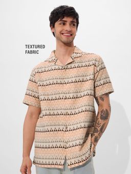 The Souled Store - Originals Aztec Men Textured Beige Shirt