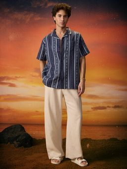 The Souled Store - Originals Eclectic Men Textured Blue Shirt